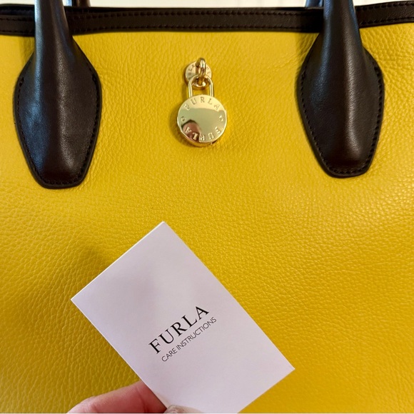 Furla Genuine Leather Tri Colored Tote Bag Purse - Picture 13 of 16